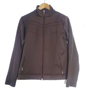 Women Track Jacket Size Large Brown Athletic Activewear Performance Neutral